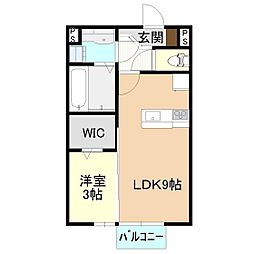 ナチュラルガーデン　ＡＱＵＡ 2階1LDKの間取り