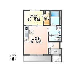 ララルー 1階1LDKの間取り
