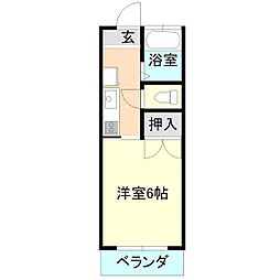 沼尻ハイツB 1Kの間取図画像