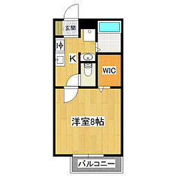 メイプルコート 1Kの間取図画像