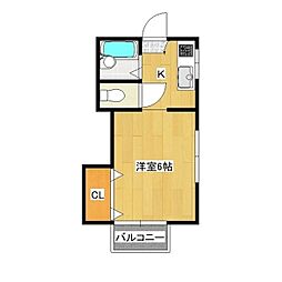 メゾン桜2 1Kの間取図画像