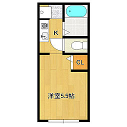 コンラッド 1Kの間取図画像