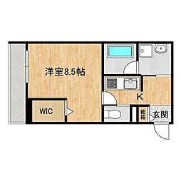 エルフォルク 1Kの間取図画像