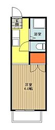 石川ハイツ 1階ワンルームの間取り
