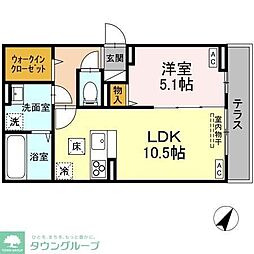 D-ROOM散田町 2階1LDKの間取り