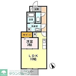 シーゲート八王子 1階1LDKの間取り