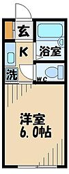 リトルグレイスII 1階1Kの間取り