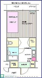 多摩学生マンション 4階1Kの間取り