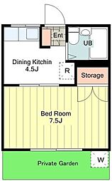 グリーンメゾン 2階1DKの間取り