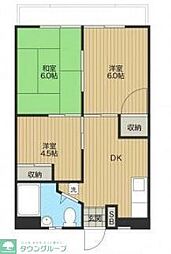 二宮ハイツ 3階3DKの間取り