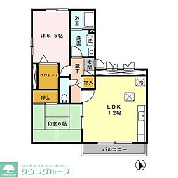 グリーンコート 1階2LDKの間取り