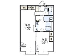 JR八高線 小宮駅 徒歩7分の賃貸アパート 2階1LDKの間取り