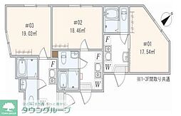 アザーレ・スフィーダ淵野辺 3階1Kの間取り