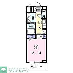 ランタナ 2階1Kの間取り