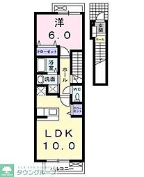 アルドール 2階1LDKの間取り