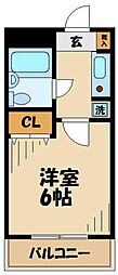 日神パレステージ橋本 2階1Kの間取り