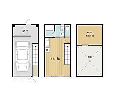 JR中央線 西八王子駅 徒歩21分の賃貸タウンハウス 1階ワンルームの間取り