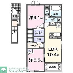 リヴィエールＭＯＲＩＹＡ 2階2LDKの間取り