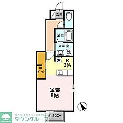 シーゲート八王子 1階1Kの間取り