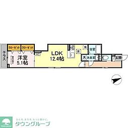 D-ROOM八幡町 1階1LDKの間取り
