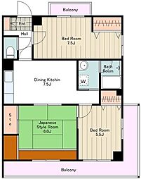 リンドプレジオ 2階3DKの間取り