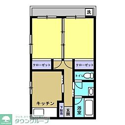 あづまマンション 3階2DKの間取り