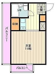 ミディ八王子 4階1Kの間取り