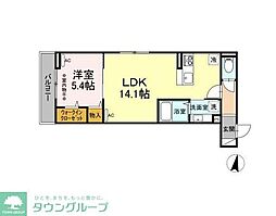 サウダージ元横山 2階1LDKの間取り