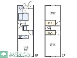 レオパレス小川 1階2LDKの間取り