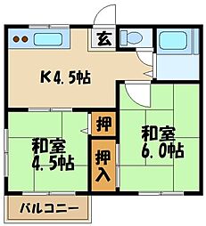 ファミーユ吉原 1階2Kの間取り