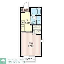 シャーメゾン南大沢 2階1Kの間取り