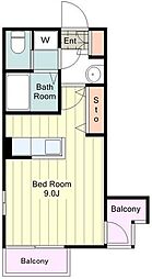 ラ・グランデ 2階1Kの間取り