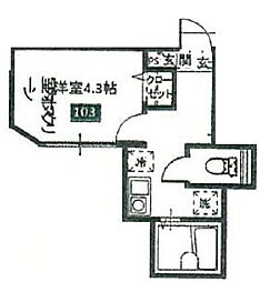 メルディア八王子北野町 1階1Kの間取り