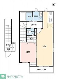 ミサオール 2階1LDKの間取り