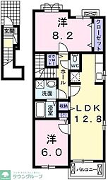 フラットウェルエムズ 2階2LDKの間取り