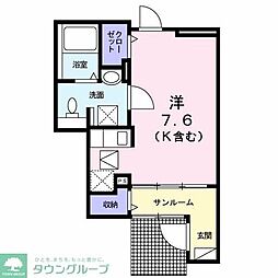 ラフィネII　堀之内 1階ワンルームの間取り