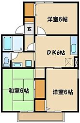 セジュール大島 1階3DKの間取り