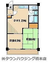 メゾンドールサン 1階2LDKの間取り