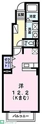 ルミエールI 1階ワンルームの間取り