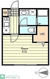 アルカサールII 1階1Kの間取り