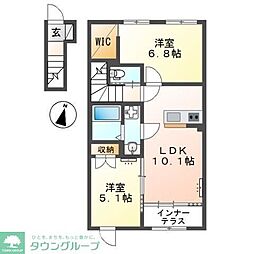 東中野新築アパート 2階2LDKの間取り