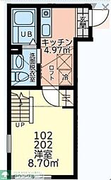 クレール南橋本 1階1Kの間取り