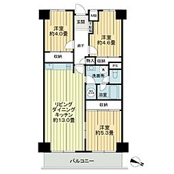 高尾パークハイツ　A棟 7階3LDKの間取り