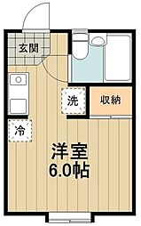 ハイツリベルテ 2階1Kの間取り