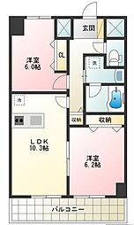 シャーメゾンステージ日野 12階2LDKの間取り