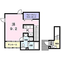 アルモニー 2階1Kの間取り