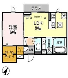 フィオーレ台町 2階1LDKの間取り