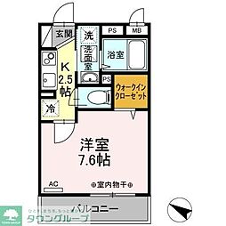 ダイヤモンドハイツ 2階1Kの間取り