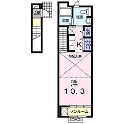 ラフレシール　別所 2階1Kの間取り