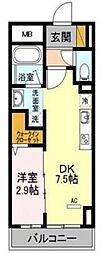 セントオハナ立川 1DKの間取図画像
